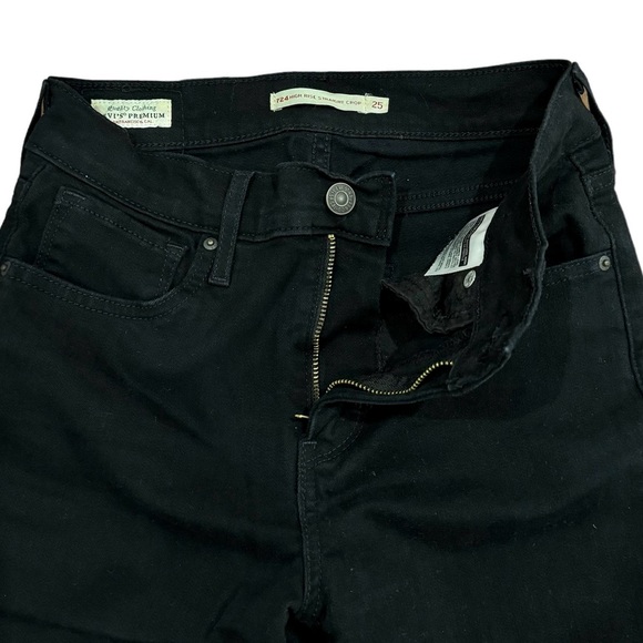 Levi's 724 High Rise Crop Straight Leg Jeans in Black - Picture 7 of 7